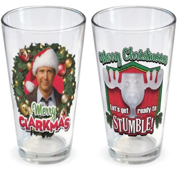 Other - National Lampoon's Christmas Vacation 16 Oz. Glass 2-Pack (Merry Clarkmas) NEW